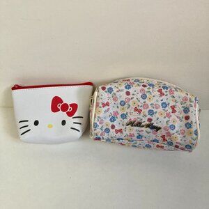 Hello Kitty Cosmetic Bag Bundle Sanrio Mini Makeup Pouch Floral Zipper Set